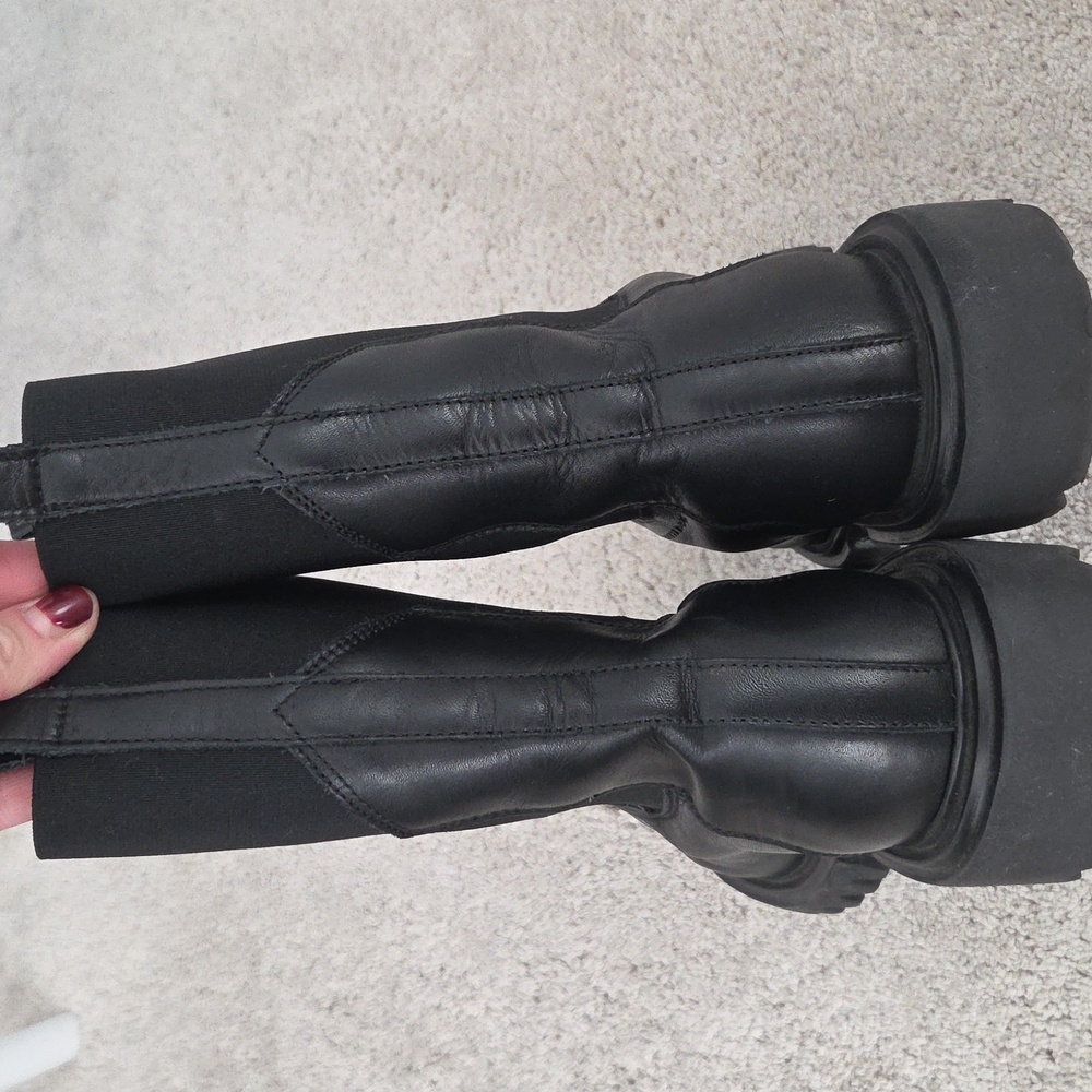 Allsaints Black Leather Chunky Boots HALLIE - Picture 3 of 11